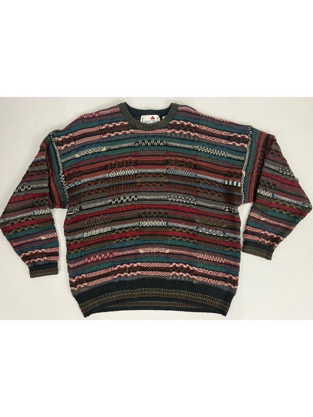 Vintage 90s Florence Tricot Sweater Mens L Cosby Biggie Textured Cotton Blend
